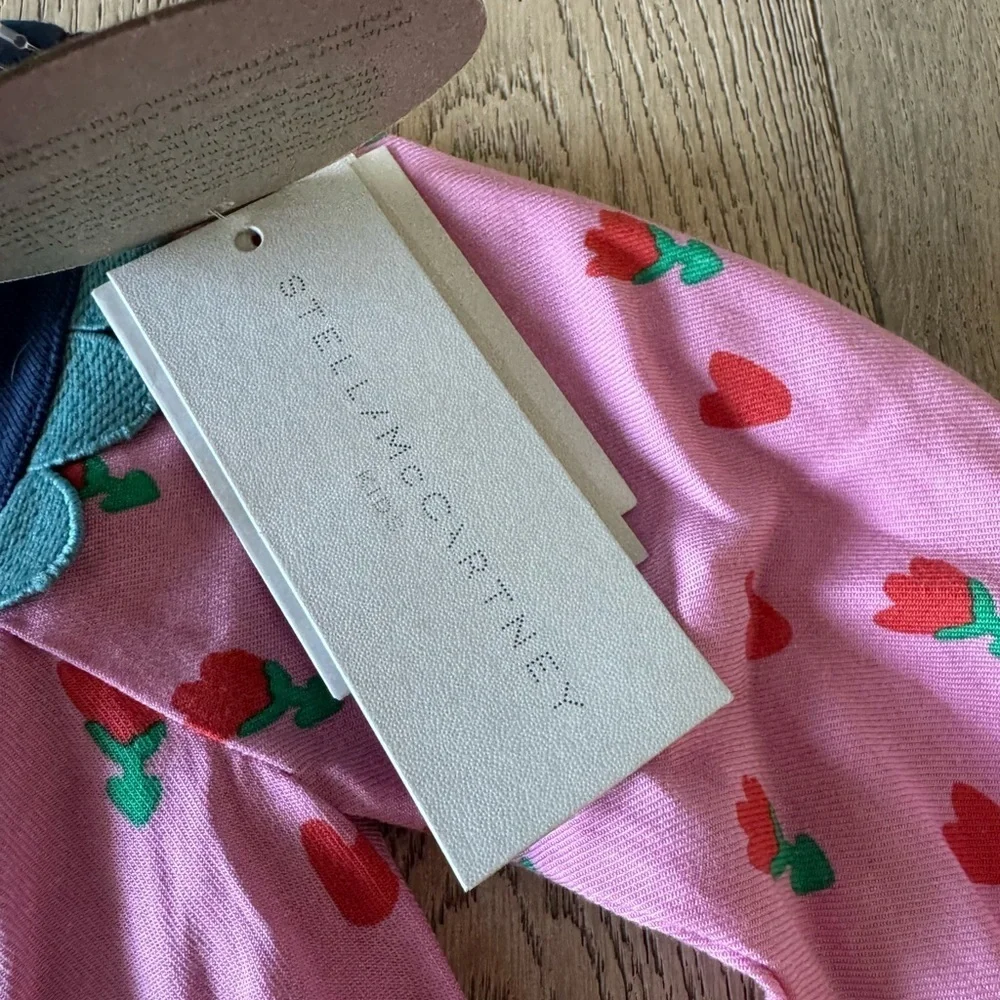 Stella McCartney Kids Pink Tulip Print Dress and Bloomers Set 12 Months